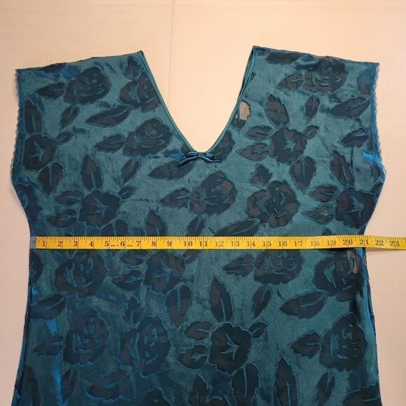 Intimate Moods Vintage Teal Sheer Floral Burnout Design Lace Trim Women's Large - Picture 11 of 12